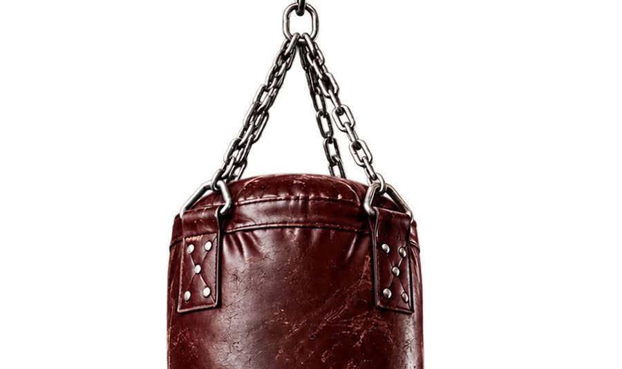 Pençe izli bordo deri boks torbası